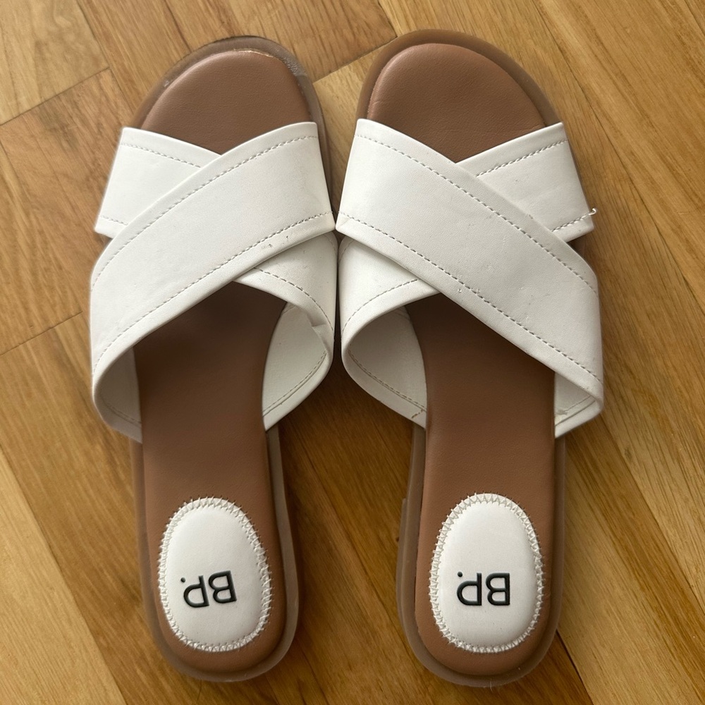 White Crossover Sandals
